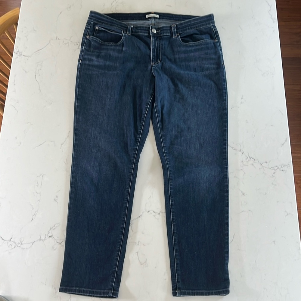 Eileen fisher dark wash stretchy skinny jeans curvy relaxed fit size 14